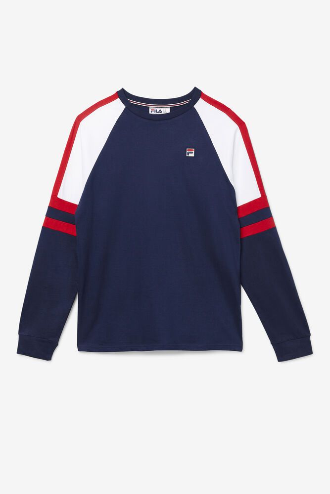 Fila T Skjorte Herre Marineblå Mekong Lenge Sleeve 923061-JLU